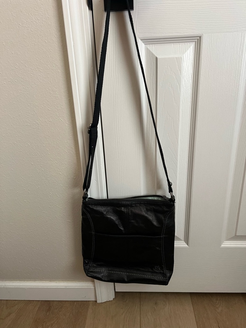 The Sak Black Leather Crossbody Bag with Adjustable Strap